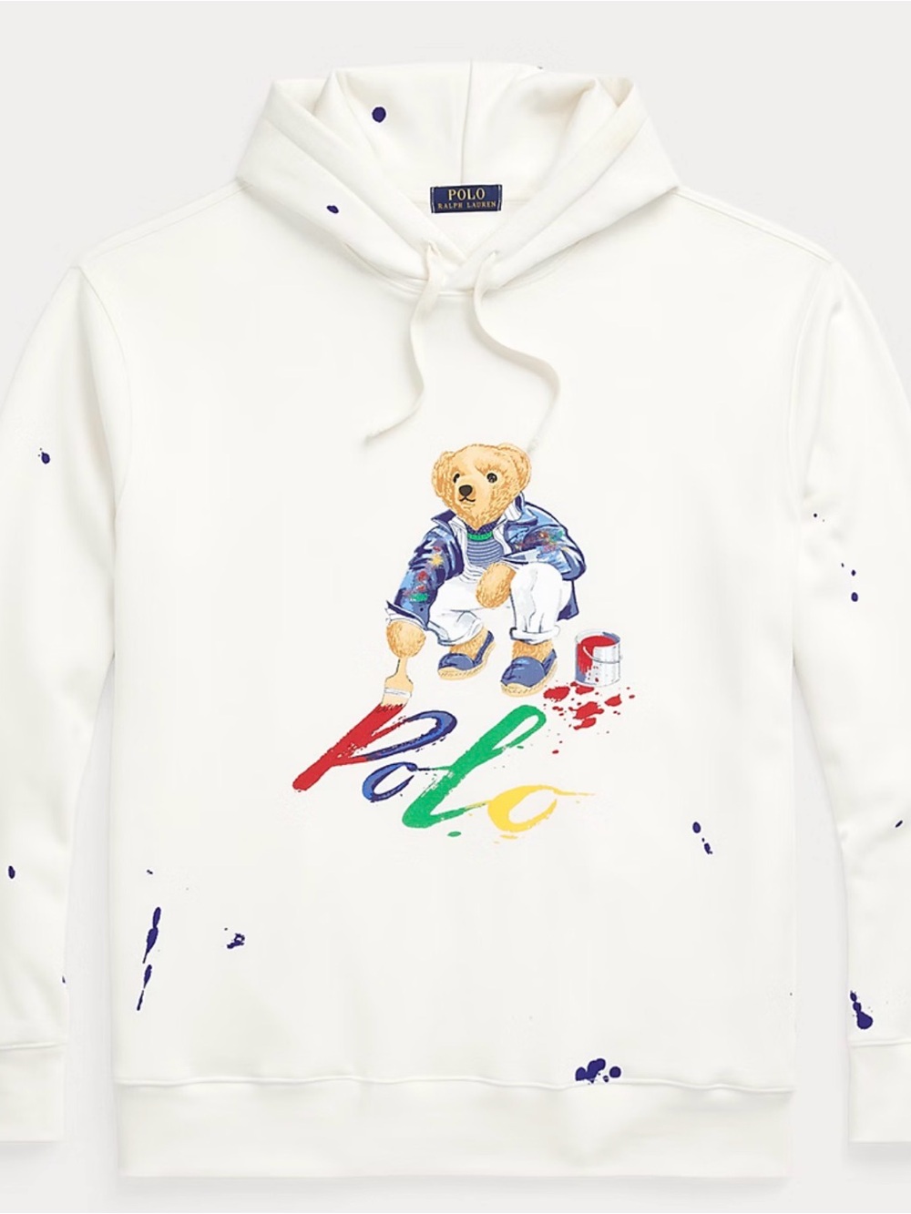 Boys POLO by Ralph Lauren White Bear Paint-Graphic Crewneck Hoodie